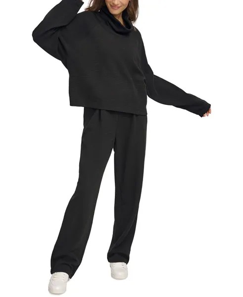 Женский пуловер Tech Slub с воротником-воронкой DKNY, черный