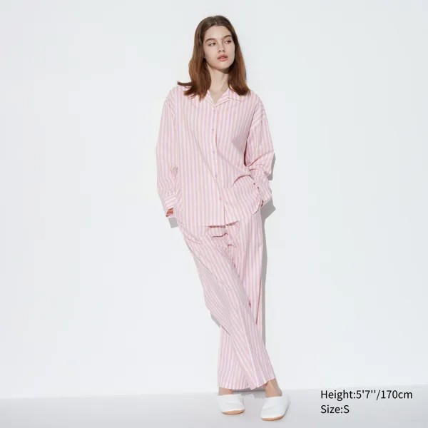 Пижама UNIQLO мягкая стрейч с длинными рукавами, розовый