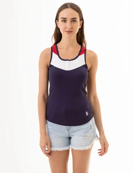 Майка U.S. Polo Assn.Chevron Henley Tank, синий