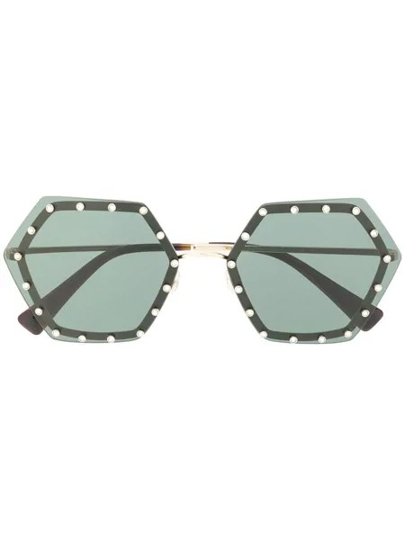Valentino Eyewear солнцезащитные очки в геометричной оправе с кристаллами