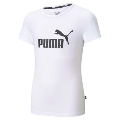 Футболка Puma Ess Logo с круглым вырезом и короткими рукавами, молодежные белые повседневные топы для мальчиков 587029