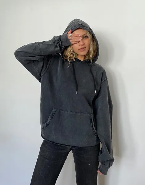 Oversized-худи бойфренда черного цвета ASOS DESIGN-Черный