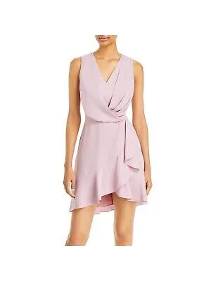 BCBG MAXAZRIA Женское фиолетовое вечернее платье без рукавов выше колена с запахом из искусственной кожи 4