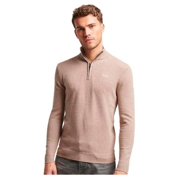 Свитер Superdry Essential Embroidered Henley Half Zip, коричневый