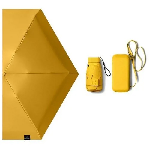 Мини-зонт RainLab, механика, 5 сложений, купол 88 см., 6 спиц, чехол в комплекте, для женщин, горчичный