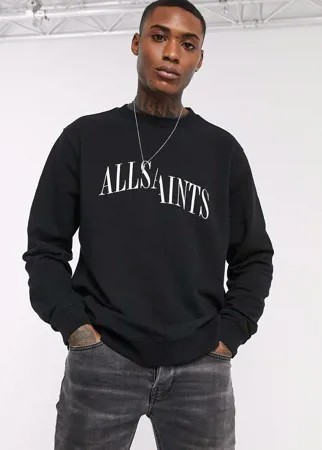 Черный свитшот с круглым вырезом и логотипом AllSaints