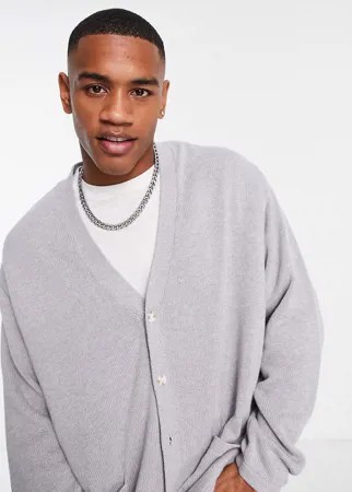 Светло-серый кардиган из хлопка средней плотности ASOS DESIGN