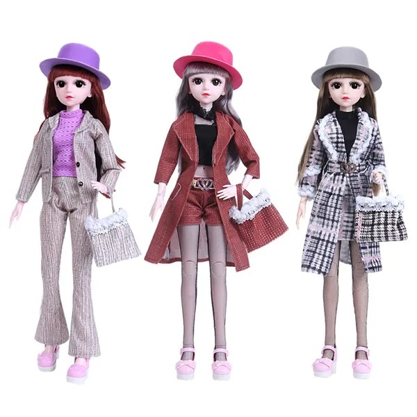 1 комплект, кукла 1/3 BJD с модной кукольной одеждой, комплект повседневной одежды, пальто, штаны, юбка с мини-сумкой для девочки, игрушка, кукла, ...