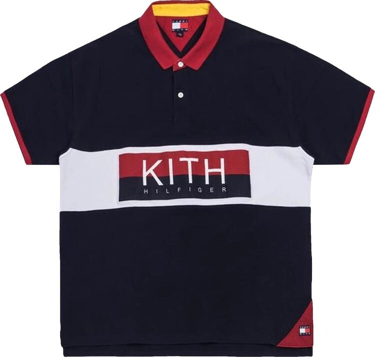 Поло Kith x Tommy Hilfiger Chest Stripe Polo 'Navy', синий