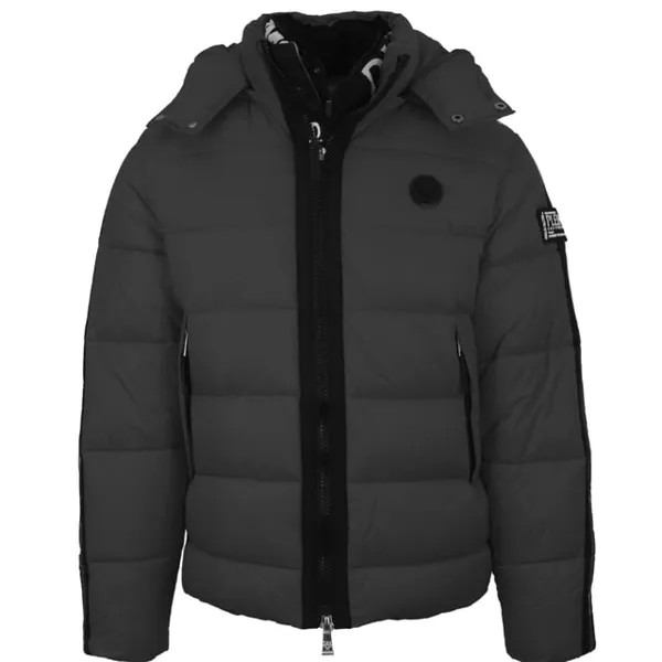 Утепленная куртка с маленьким круглым логотипом серого цвета Plein Sport, серый
