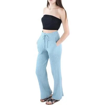 Zara Женские синие шерстяные широкие брюки в рубчик до середины икры Loungewear M BHFO 7633
