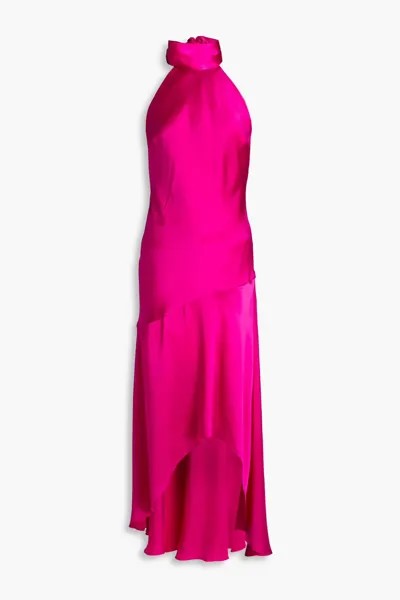 Платье макси из шелкового шармеза с вырезом халтер Frame, пурпурный
