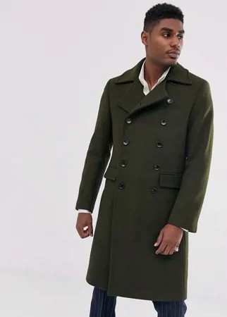 Куртка в стиле милитари из высококачественной ткани с добавлением шерсти и с большим воротником Devils Advocate-Зеленый