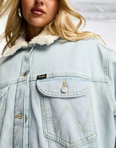 Голубая джинсовая куртка на подкладке из шерпы Wrangler