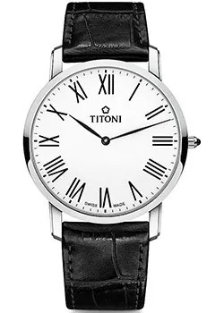 Швейцарские наручные  мужские часы Titoni TQ-52918-S-ST-584. Коллекция Slenderline
