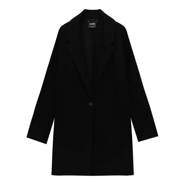 Пальто Pull&Bear Felt Texture With Button, черный
