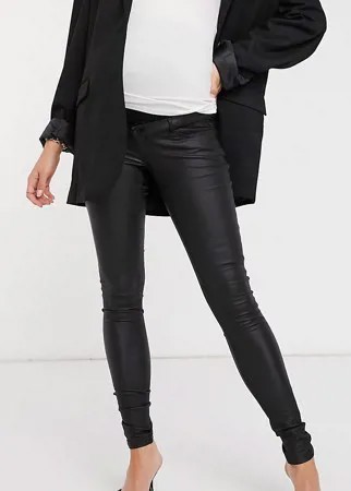 Черные джинсы с посадкой над животом и покрытием Mamalicious Maternity-Черный цвет