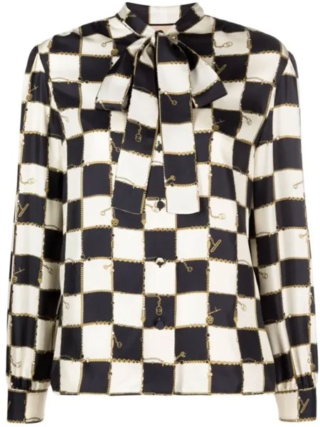 Gucci checkerboard silk shirt, черный