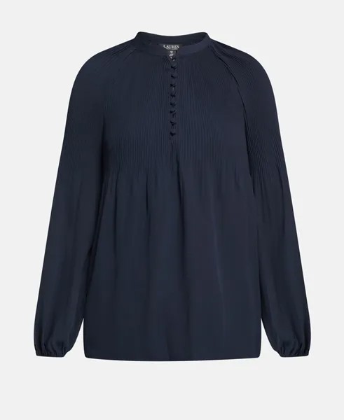 Элегантная блузка-рубашка Lauren Ralph Lauren, темно-синий