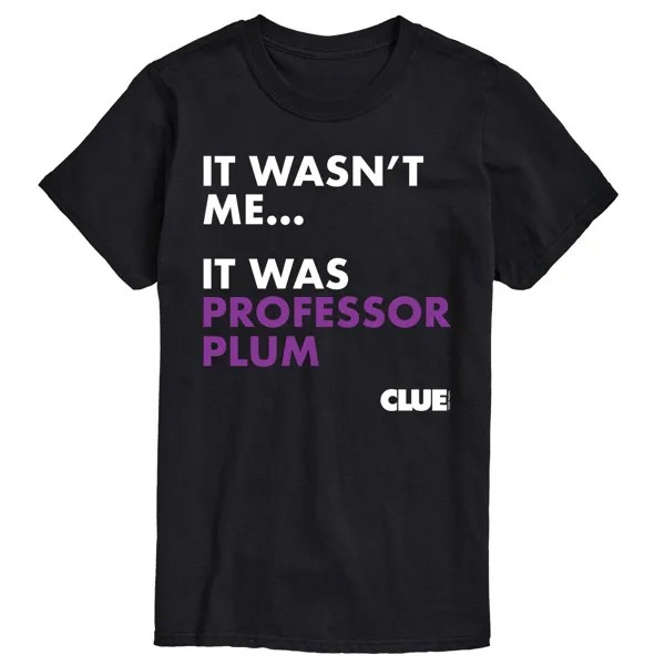 Сливовая футболка Big & Tall Clue It Was Professor Plum с рисунком Licensed Character, черный