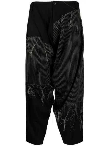 Yohji Yamamoto драпированные брюки с вышивкой, черный