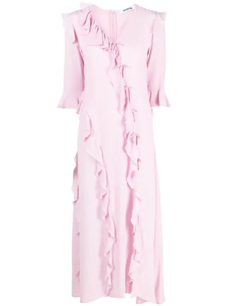 Vivetta длинное платье асимметричного кроя с оборками, розовый