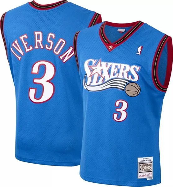 Мужская майка Mitchell & Ness 2000 Philadelphia 76ers Allen Iverson #3 Royal Hardwood Classics Swingman
