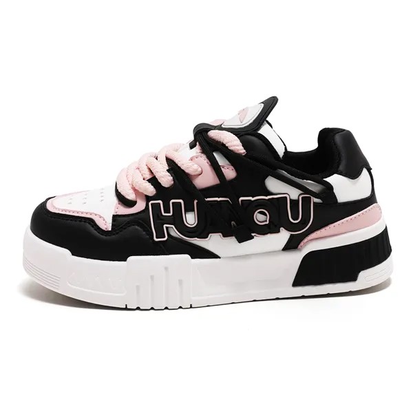 Кроссовки HUANQIU Skateboarding Shoes Women's Low-top Black/Pink, черный/розовый