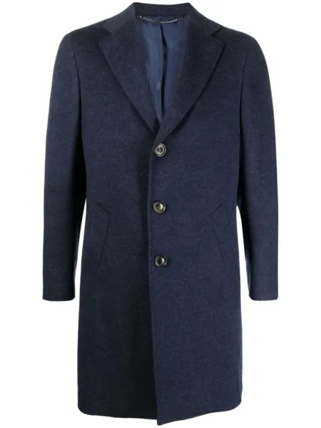 Canali однобортный бушлат из смесовой шерсти, синий