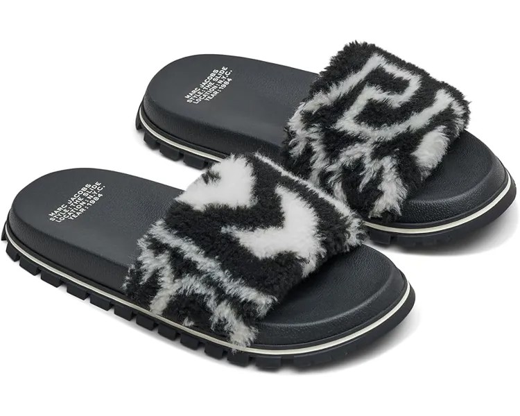 Сандалии Marc Jacobs The Monogram Teddy Slide, цвет Black/Ivory