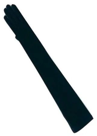 Длинные женские чёрные перчатки (4596), размер 19 см