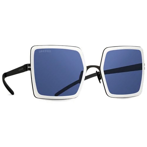 Титановые солнцезащитные очки GRESSO Rodeo Drive - квадратные / синие монолитные / кант белый