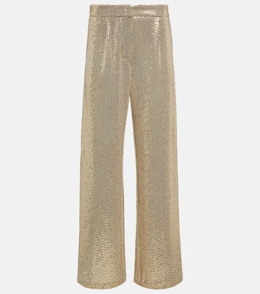 Широкие брюки с высокой посадкой и пайетками DODO BAR OR, золотой