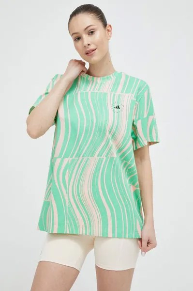 Хлопковая футболка adidas by Stella McCartney, зеленый