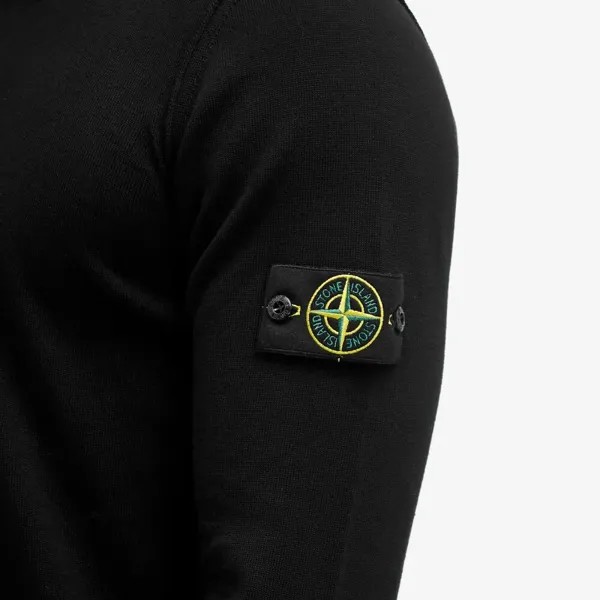 Stone Island Мягкая хлопковая трикотажная рубашка-поло с длинными рукавами, черный
