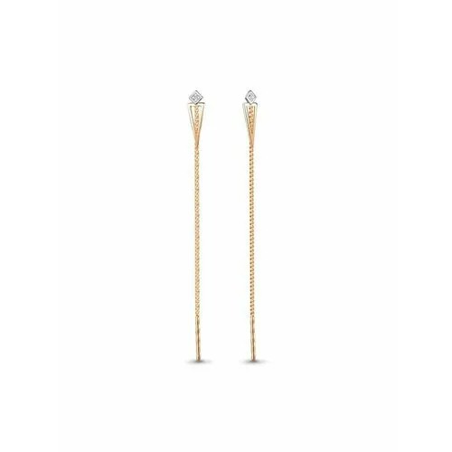 Серьги цепочки GOLD CENTER, красное золото, 585 проба, фианит, золотой
