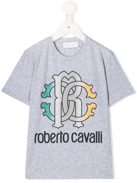 Roberto Cavalli Junior футболка с логотипом и монограммой
