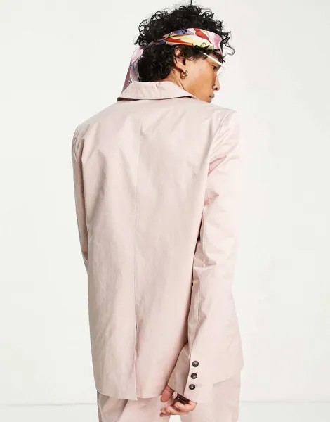 Непринужденный хлопковый пиджак Reclaimed Vintage в светло-розовом цвете