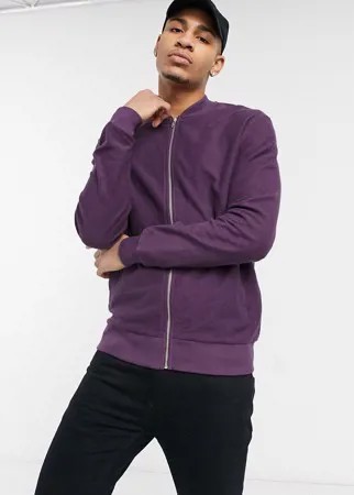 Бордовый бомбер из трикотажа изнаночной вязки ASOS DESIGN-Красный