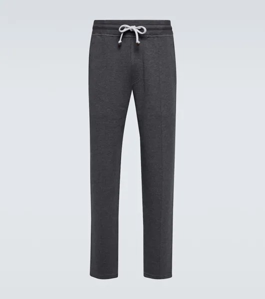 Спортивные штаны из смесового хлопка Brunello Cucinelli, серый