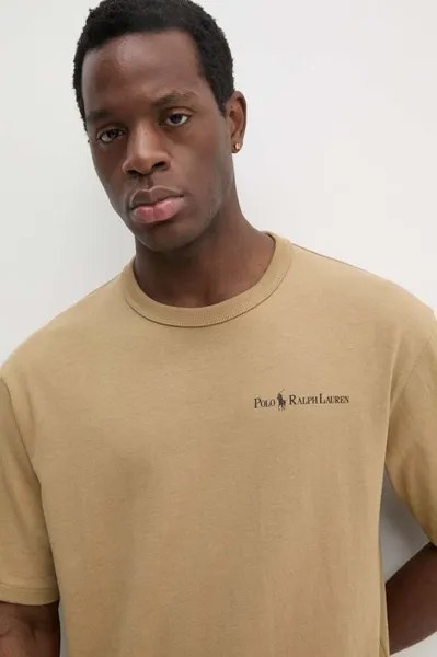 Хлопковая футболка Polo Ralph Lauren, бежевый