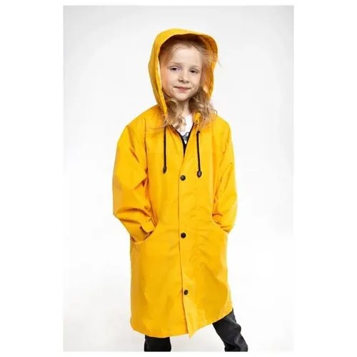 Плащ-дождевик, непромокаемый , универсальный для мальчика и девочки S размера, жёлтый.