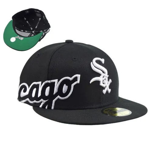 Мужская кепка New Era Chicago White Sox с боковым разрезом 59Fifty черно-белая