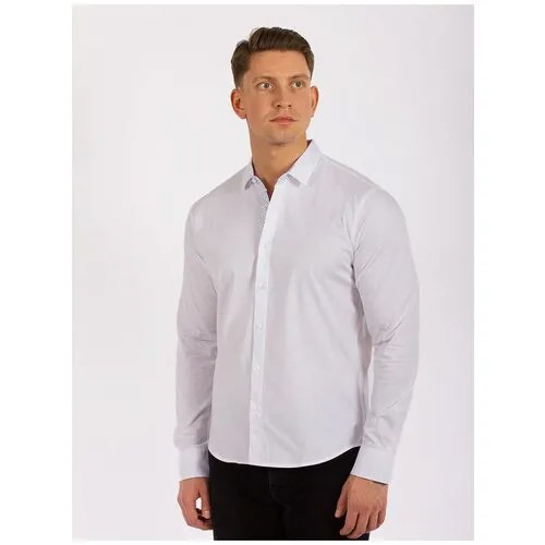 Рубашка Dairos, повседневный стиль, полуприлегающий силуэт, длинный рукав, однотонная, размер XL, белый