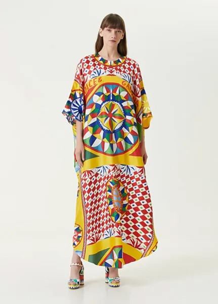 Шелковое платье макси с узором carretto Dolce&Gabbana