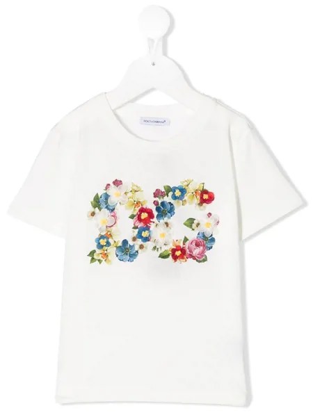 Dolce & Gabbana Kids футболка с цветочным логотипом