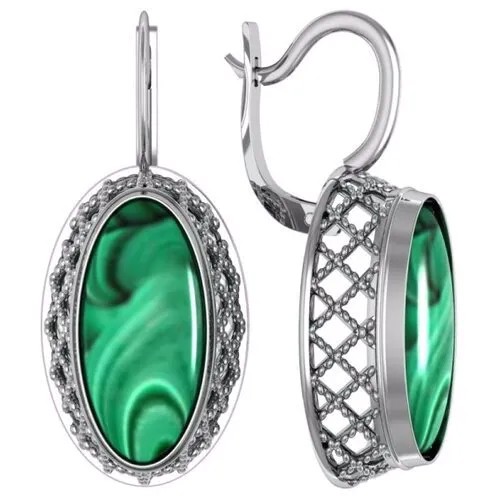 Серьги с 2 малахитами из серебра 361872-ML