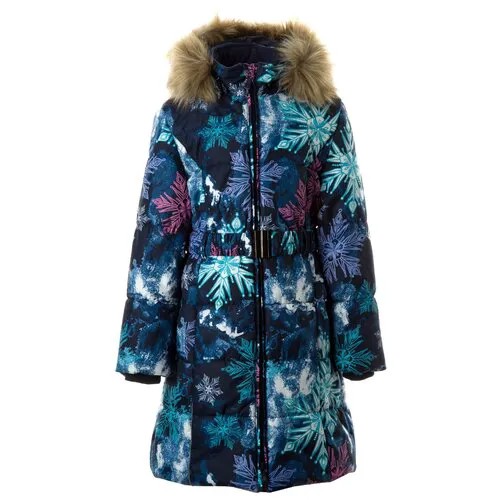 Пальто для девочки HUPPA YACARANDA, тёмно-синий с принтом 24186, размер 140