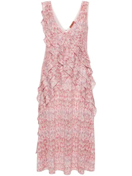 Missoni платье миди с узором зигзаг, розовый