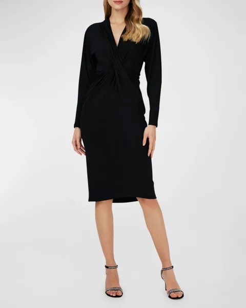 Платье миди из джерси Sylvia со сборками и сборкой Diane von Furstenberg, цвет Black